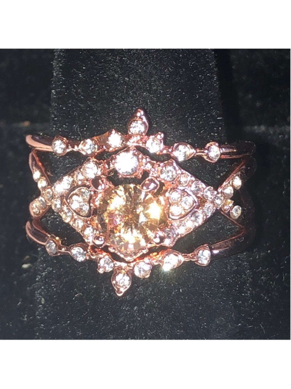 Rose Gold Tone Classic Ring Set with Crystals